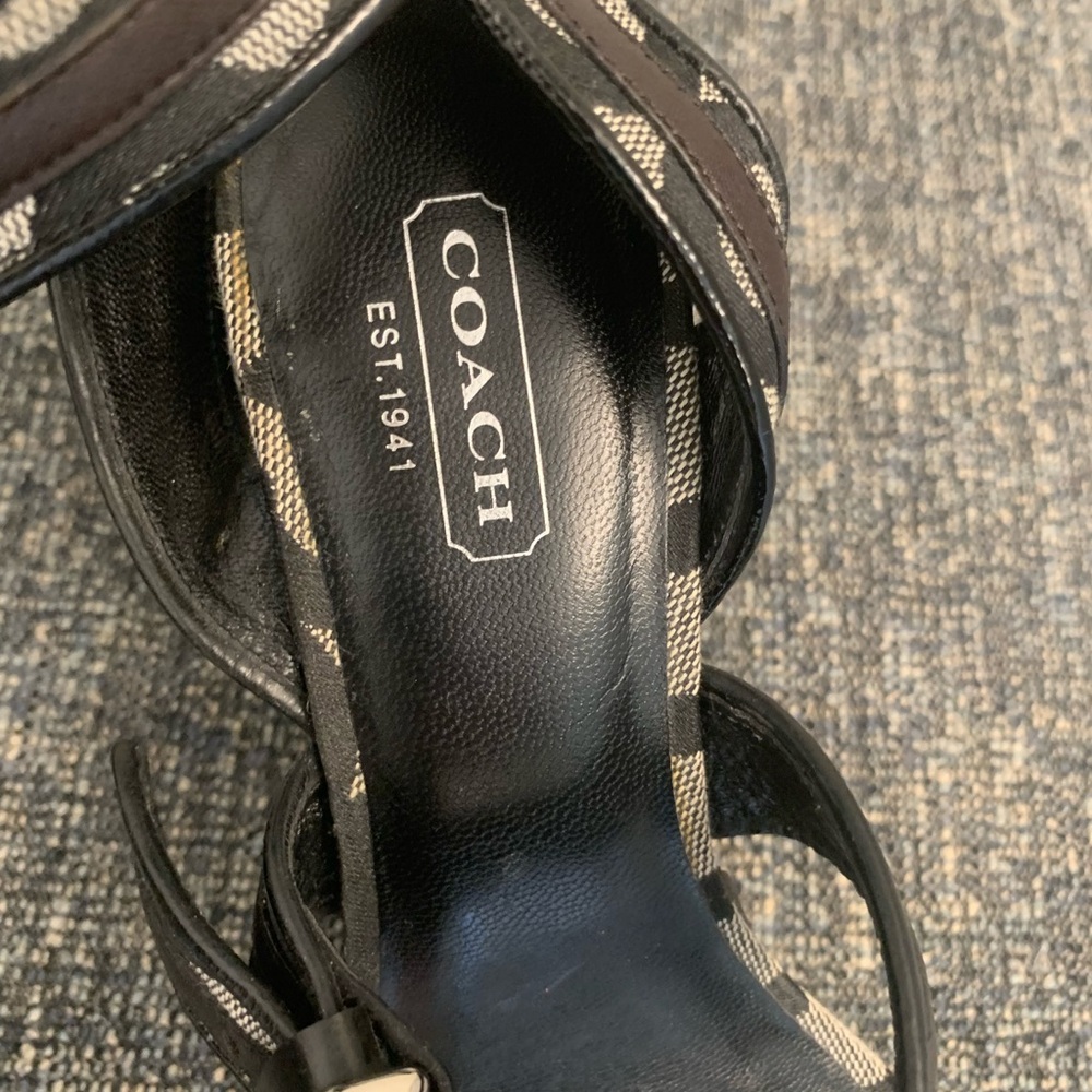 Coach Black and Gray Geometric Wedge Sandals - Picture 2 of 3